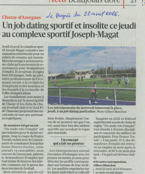 Participation de l'Abri au job dating 2026 de Chazay d'Azergues